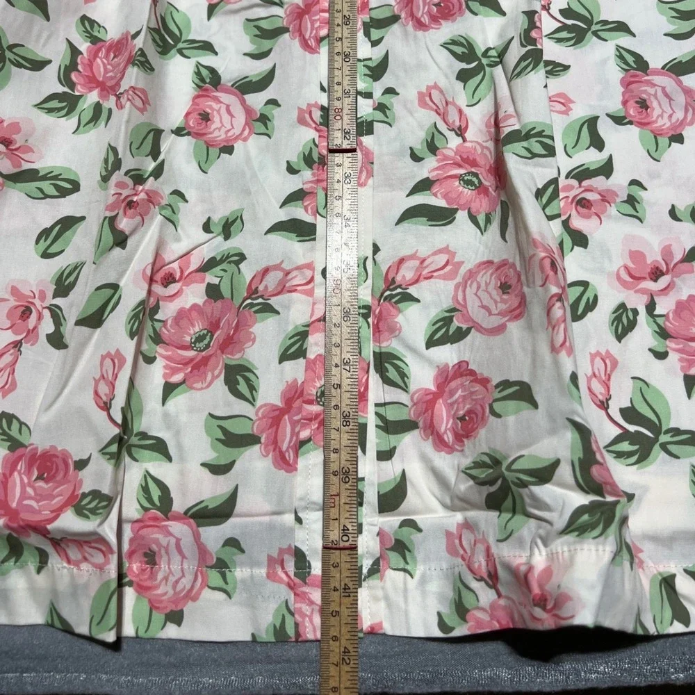 National Floral Snap Front House Dress Duster Lounger Pink Roses Robe Cotton 3X
